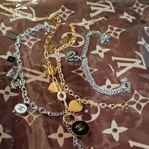 CHANEL Gold and Silver Charm Bracelet Bundle Waterproof